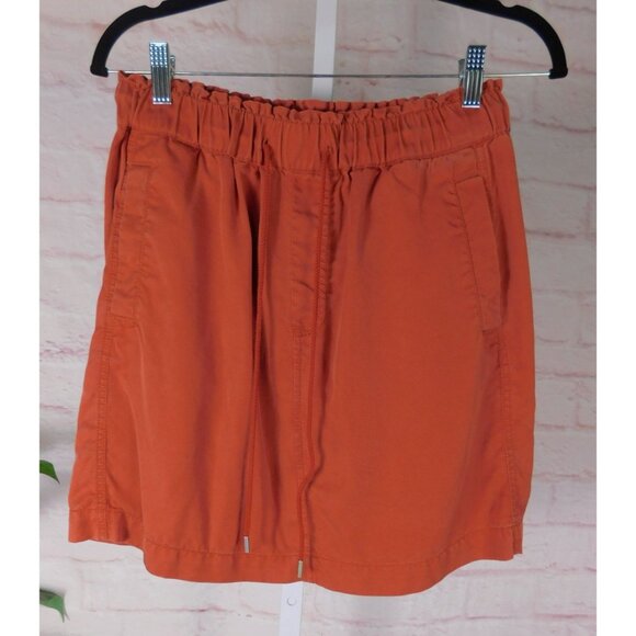 LOFT Rust Orange Lyocell Casual Mini Skirt with Pockets Small - Picture 1 of 10